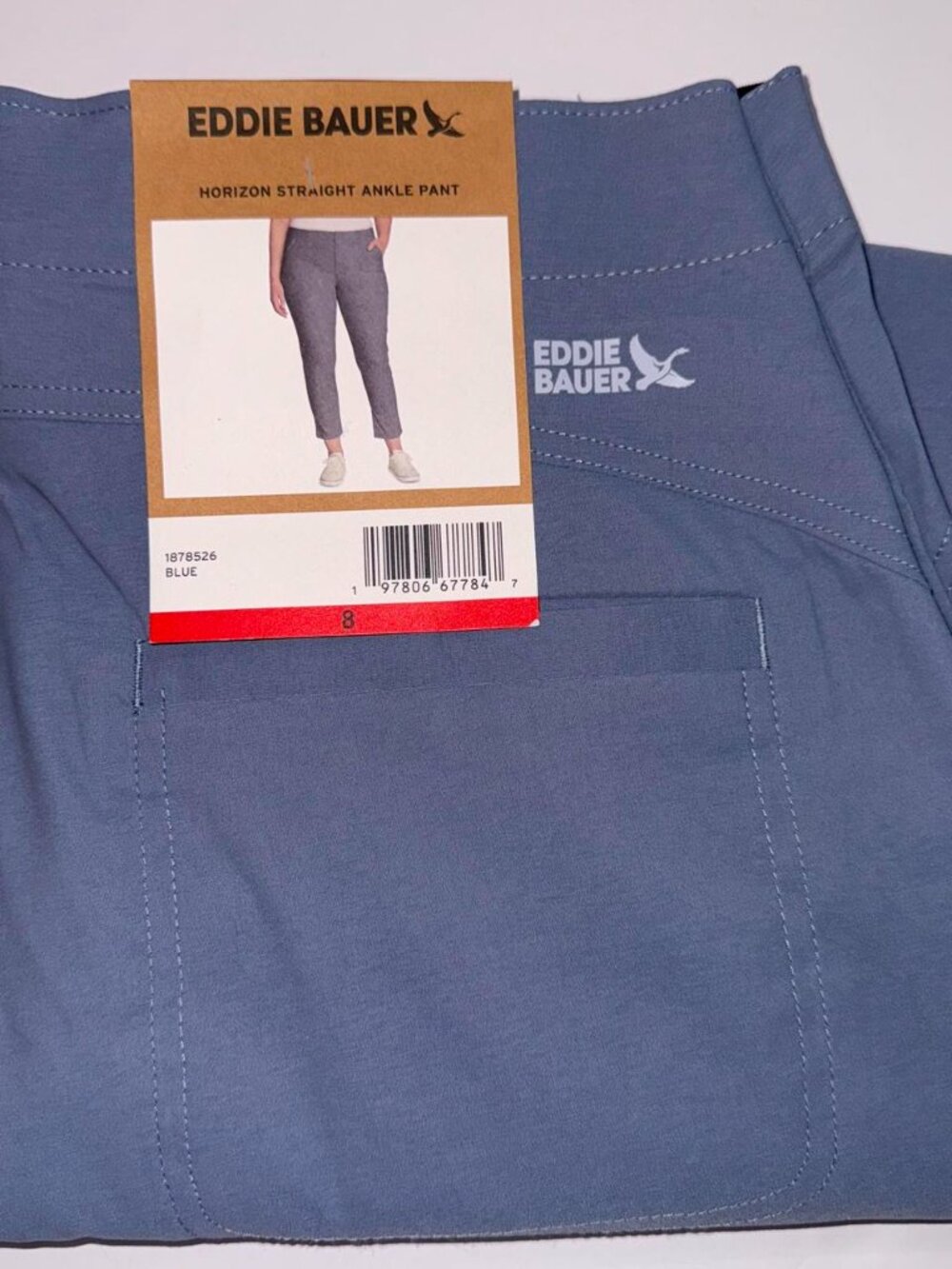 NWT Women's Eddie Bauer Horizon Straight Ankle Pants Blue Size 8 Travel Hiking - Picture 2 of 10